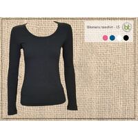 Bamboo Womens Long Sleeve Tshirt Size 8 Colour Black