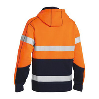 Taped Hi Vis Fleece Hoodie Orange/Navy Size XS