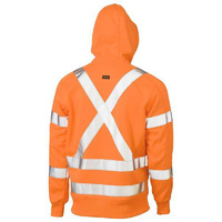 X Taped Hi Vis Zip Front Fleece Hoodie Rail Orange Size XS