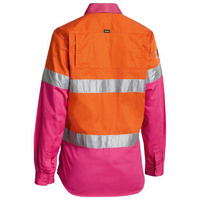 Women's Taped Hi Vis Cool Lightweight Drill Shirt Orange/Pink Size 8