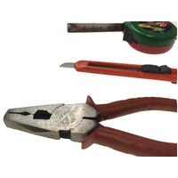 3pc HARDWARE TOOL SET Pliers Measuring Tape Box Cutter Kit