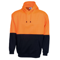 HI VIS POLAR FLEECE HOODIE Jumper Safety Workwear Fleecy Jacket Unisex - Orange - 3XL