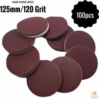 100pcs 125mm 5" Sandpaper Discs 120 Grit Sanding Sheets Sand Paper BULK Sanding