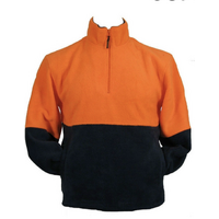 HI VIS POLAR FLEECE Jumper 1/2 Half Zip Safety Workwear Fleecy Jacket Unisex - Orange - XL