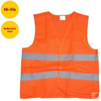 Hi Vis Safety VEST Reflective Tape Workwear Orange ONE SIZE Night & Day Use