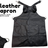 BUFFALO LEATHER APRON Cooking Chef Hairdresser Waterproof Durable Quality - Black