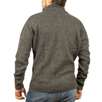 100% SHETLAND WOOL Half Zip Up Knit JUMPER Pullover Mens Sweater Knitted - Charcoal (29) - 3XL