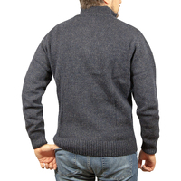 100% SHETLAND WOOL Half Zip Up Knit JUMPER Pullover Mens Sweater Knitted - Denim Blue (45) - 6XL