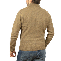 100% SHETLAND WOOL Half Zip Up Knit JUMPER Pullover Mens Sweater Knitted - Nutmeg (23) - M