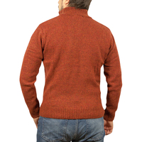 100% SHETLAND WOOL Half Zip Up Knit JUMPER Pullover Mens Sweater Knitted - Rust (54) - 5XL