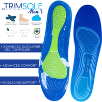 TRIMSOLE Men's Gel Advanced Insoles Silicone Antibacterial Inserts Pads Massage