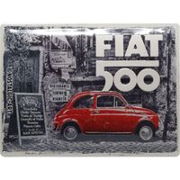 Nostalgic-Art Large Sign Fiat 500 Red Car