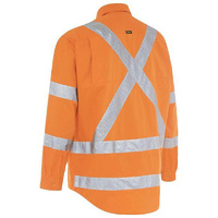X Taped Biomotion Hi Vis Cool Lightweight Drill Shirt Rail Orange Size XS