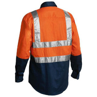 Taped Hi Vis Drill Shirt Orange/Navy Size S