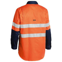 Taped Hi Vis Industrial Cool Vented Shirt Orange/Navy Size S