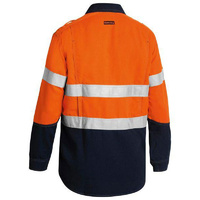 TenCate Tecasafe Plus 580 Taped Hi Vis Lightweight FR Vented Shirt Orange/Navy Size XS