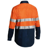 Taped Hi Vis Closed Front Cool Lightweight Shirt Orange/Navy Size S