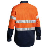 Taped Hi Vis Closed Front Drill Shirt Orange/Navy Size S