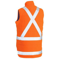 Taped Hi Vis Puffer Vest with X Back Orange Size XS