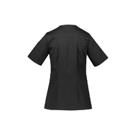 Biz Care Parks Womens Zip Front Crossover Scrub Top Black Size XXS