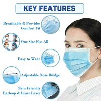 Triple Layer Mask 50 Piece 99.9% Effective Bacterial Filtration Australian Made