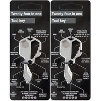 Key Ring Multi Purpose Tool Key Stainless Steel Twin Pack = 2 x 24 - 1