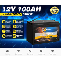 DC MONT 100Ah 12V Lithium Battery LiFePO4 Phosphate Deep Cycle Rechargeable