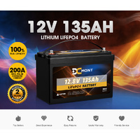 DC MONT 12V 135Ah Lithium Battery LiFePO4 Phosphate Deep Cycle Rechargeable Replace AGM