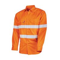 TRu Workwear Ripstop L/S Vented Hi-Vis Cotton Shirt With Reflective Tape DS1169T1-ORA-DM