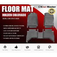 KIWI MASTER 3D TPE Car Floor Mats Liner Fit Holden Colorado Dual Cab 2012-2020