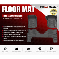 KIWI MASTER 3D TPE Car Floor Mats for Toyota Landcruiser 76 Series 2012 - ON GXL Dual Cab