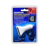 Narva Dual USB Adaptor With LED Volt/Amp Meter Display 81057BL