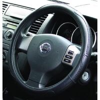PC Covers 40cm Steering Wheel Cover Rough Leather Look Blk