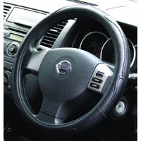 PC Covers 40 cm Rough Leather Look Steering Wheel Cover Black/Grey