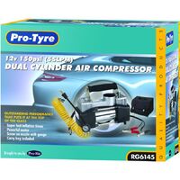 Protyre Air Compressor 12V 150Psi Super H/Duty Dual Cylinder