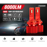 BUNKER INDUST 9005 HB3 LED Headlight Kit 50W 8000LM Globe Bulbs High/Low Beam