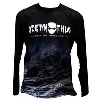 4XL Bone Ocean Thug Waves Long Sleeve Fishing Shirt - Lightweight Fishing Jersey