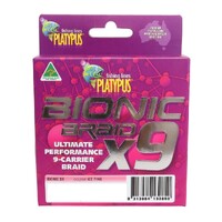 300m Spool Of 10lb Platypus Bionic X9 Braided Fishing Line - Hot Pink 9-Carrier Braid