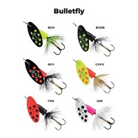 Size 2 Blue Fox Vibrax Bullet Fly 8gm Spinner Lure - Black Chartreuse