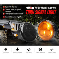 LIGHTFOX Pair LED Turn Signal Light for Jeep Wrangler JK 2007-2017 OEM