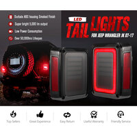 MOBI Pair LED Tail Lights for Jeep Wrangler JK 07-17