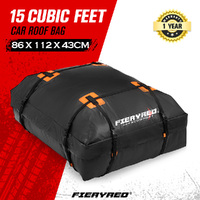 Fieryred Waterproof Car Roof Cargo Bag Luggage Storage 15 Cubic Feet Travel 4WD