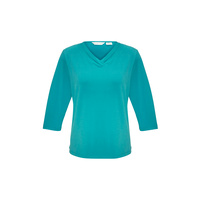 Ladies Lana 3/4 Sleeve Top Turquoise Blue 26