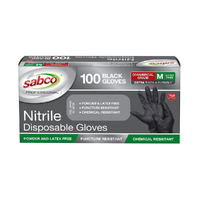 2PK 100pc Sabco Professional Nitrite Medium Disposable Gloves Black