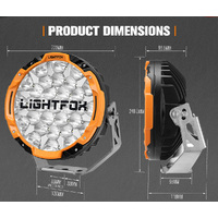 LIGHTFOX 9" Osram LED Driving Lights Black Round Spotlight DRL Offroad Truck 4x4
