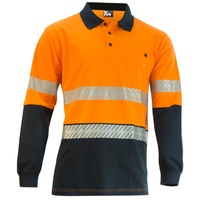 KM Workwear Taped 100% Cotton Long Sleeve Two Tone Polo Shirt XS Yellow/Navy