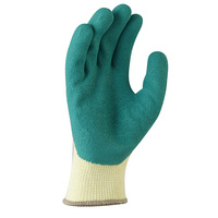 Green Grippa Knitted Poly Cotton Glove with Green Latex palm Medium 12x Pack
