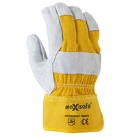 Grey split palm yellow cotton back glove size XLarge 12x Pack