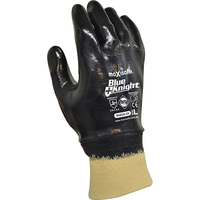 Blue Knight Nitrile Fully Dipped Gloves with Knit Wrist Medium 12x Pack