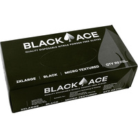 Black Ace Disposable Nitrile Gloves Unpowdered Box 100 Medium 10x Pack